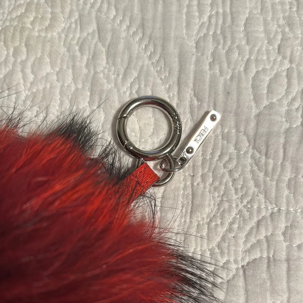 Fendi Red and Black Fur Key Charm - Picture 2 of 6